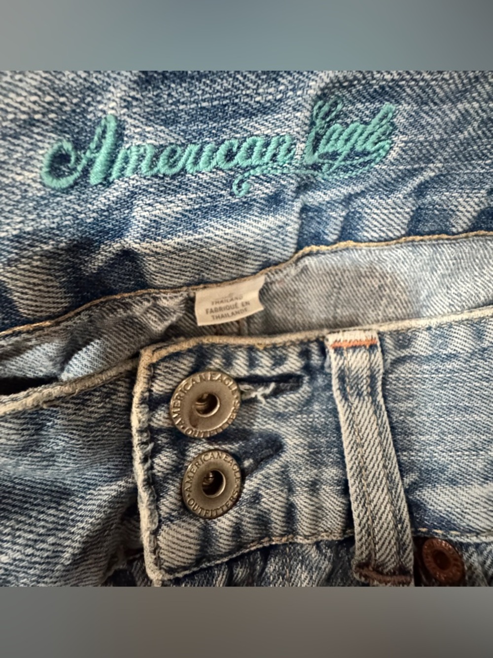 American Eagle Y2K Low Rise Denim Mini Skirt Distressed Micro Jean Skirt XS S” - Picture 3 of 5